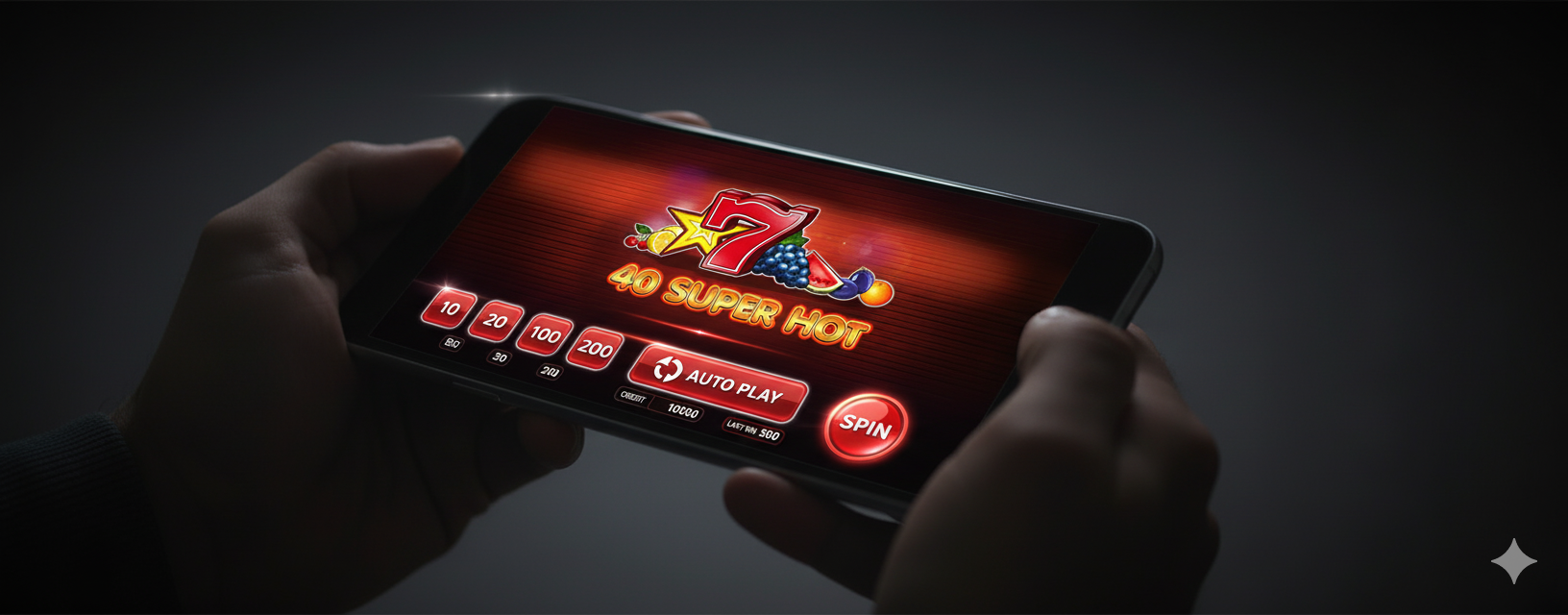 Control interface of the 40 Super Hot slot with betting and autoplay buttons