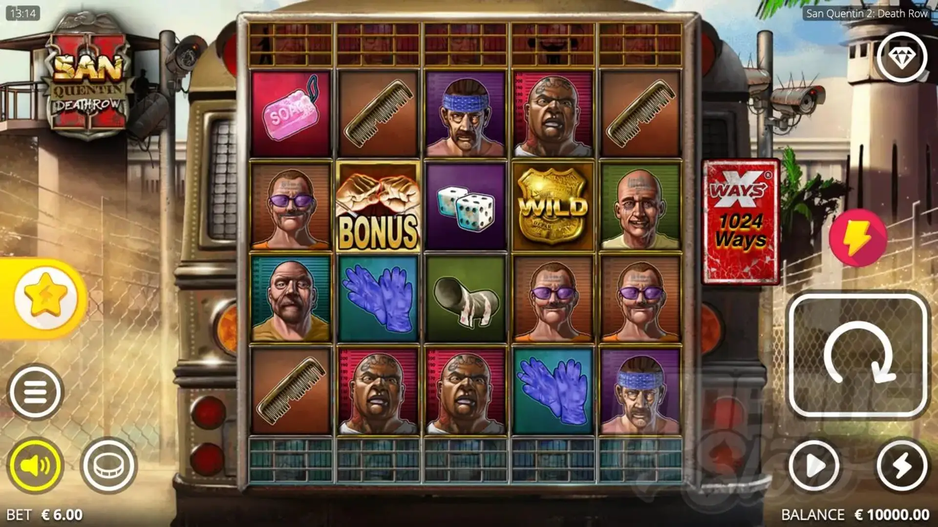 San Quentin слот интерфейс игры