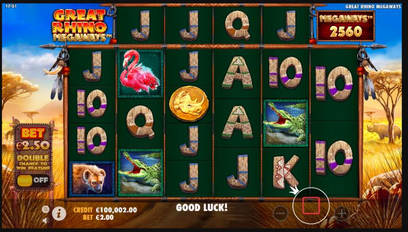 Free spins bonus round in Great Rhino Megaways