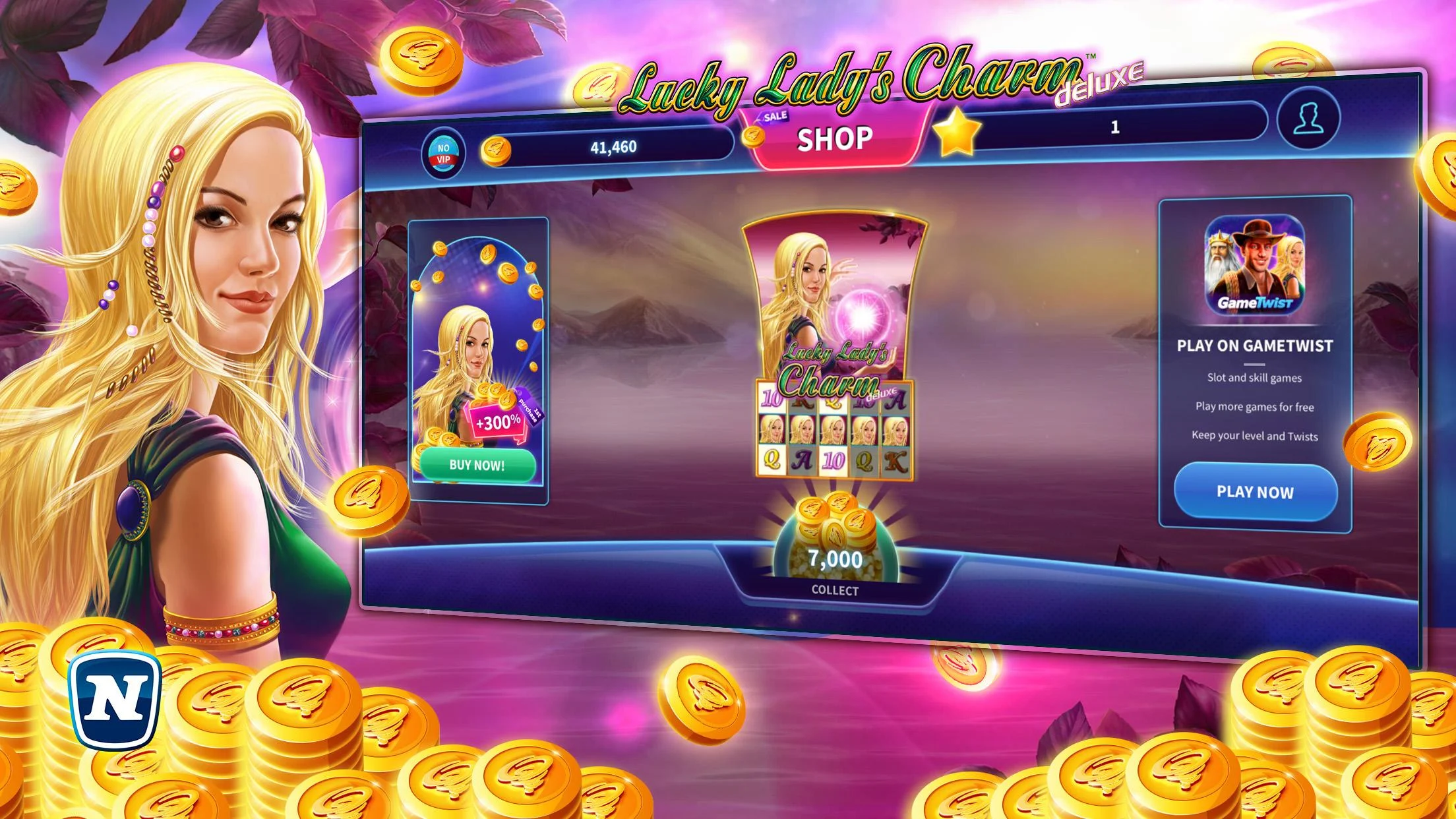 Bonus round with expanding symbols in Lucky Lady's Charm Deluxe