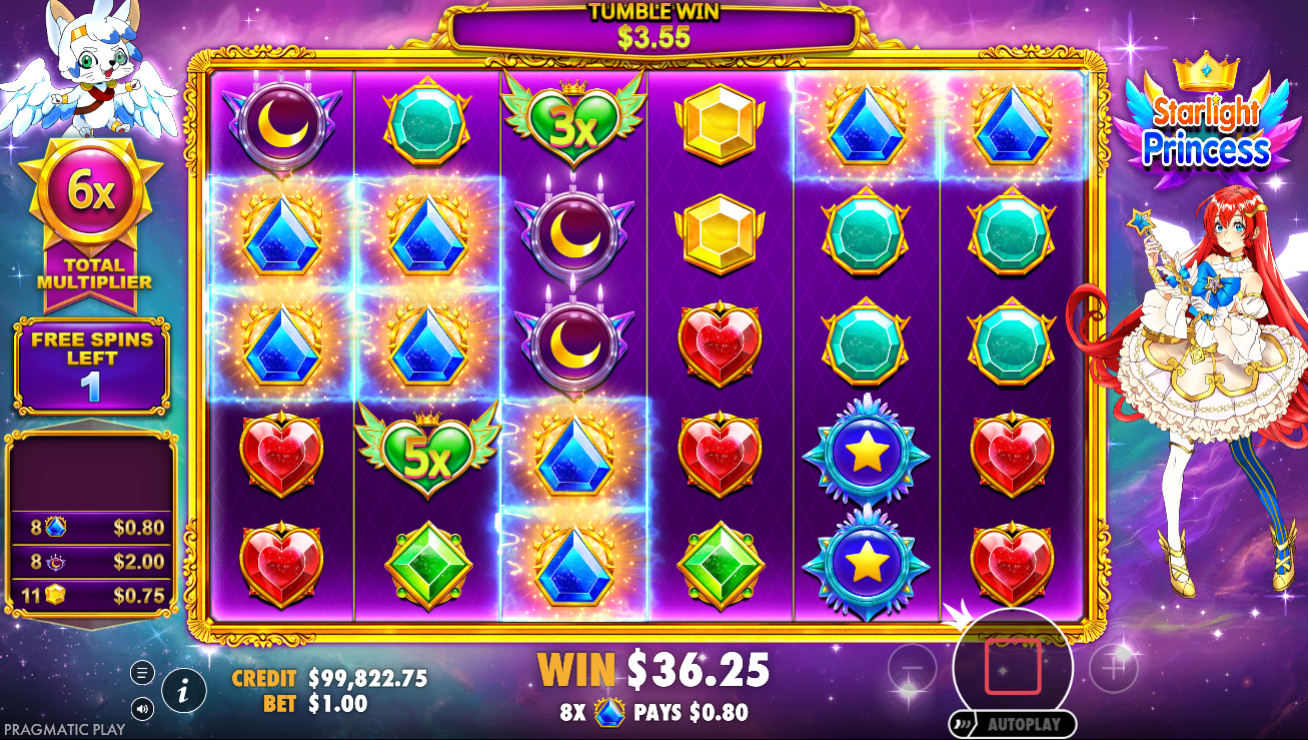 Settings and options of Starlight Princess slot