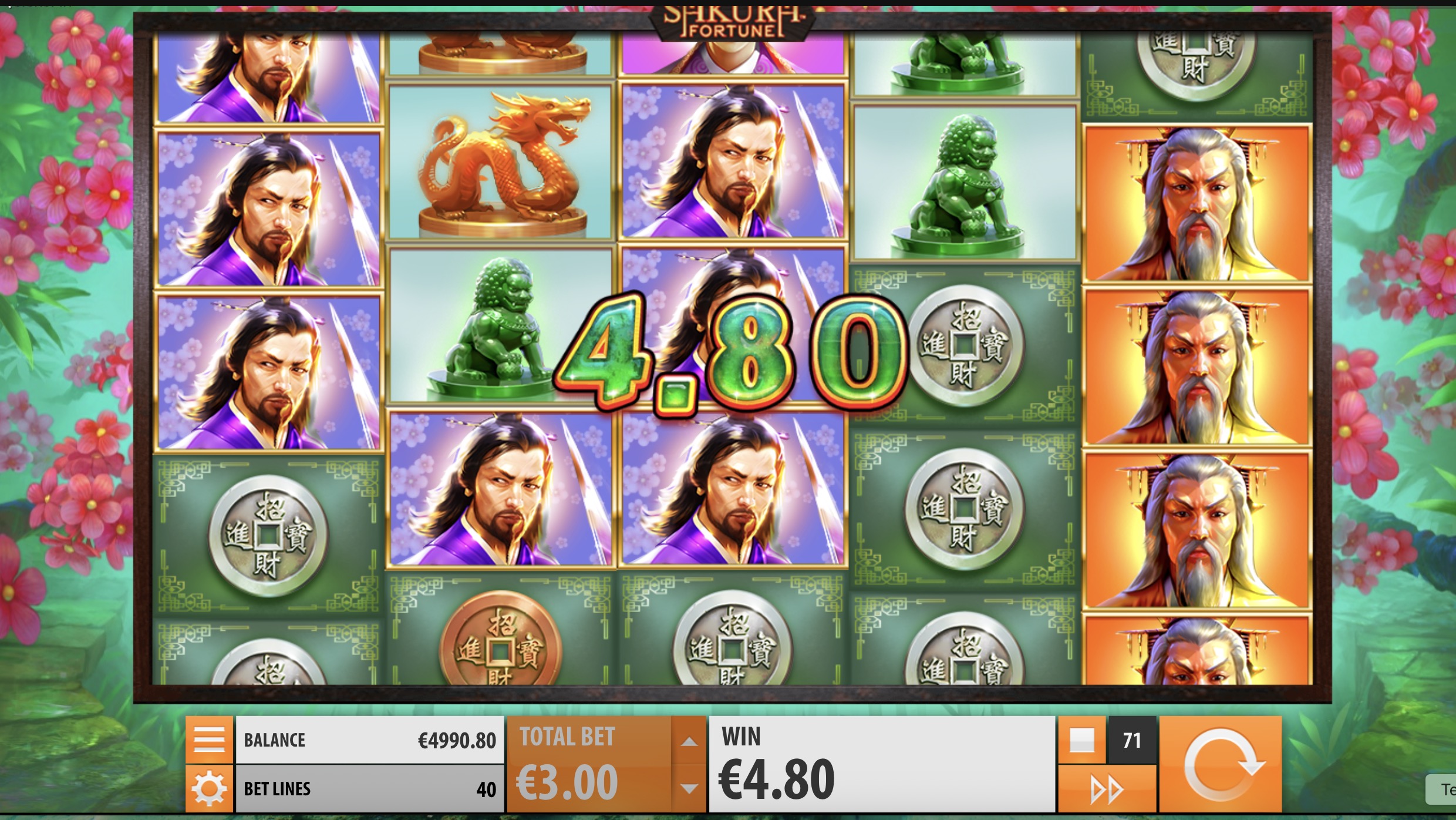 Sakura Fortune слотында банкроллды басқару мысалы
