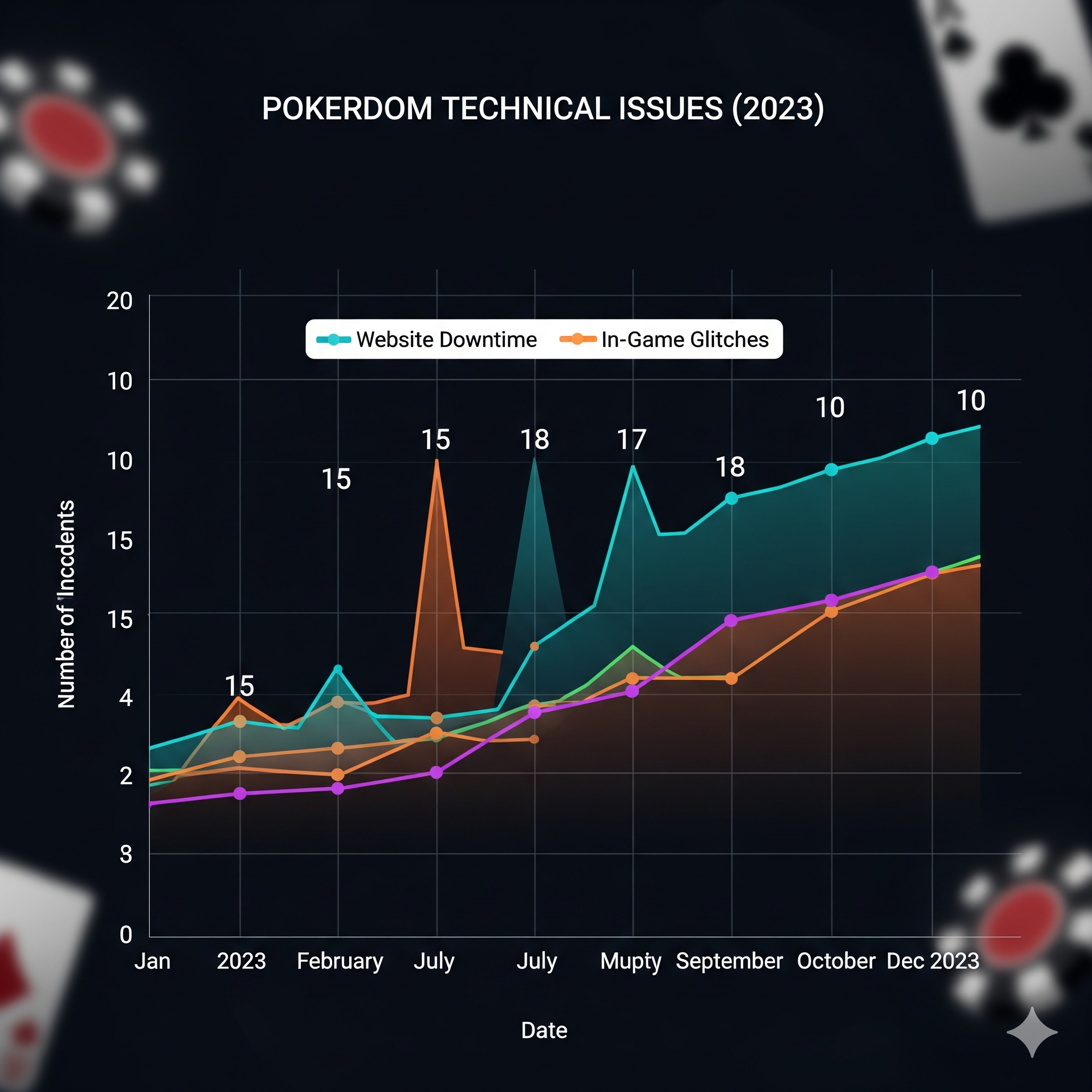 Chart of Pokerdom's technical problems