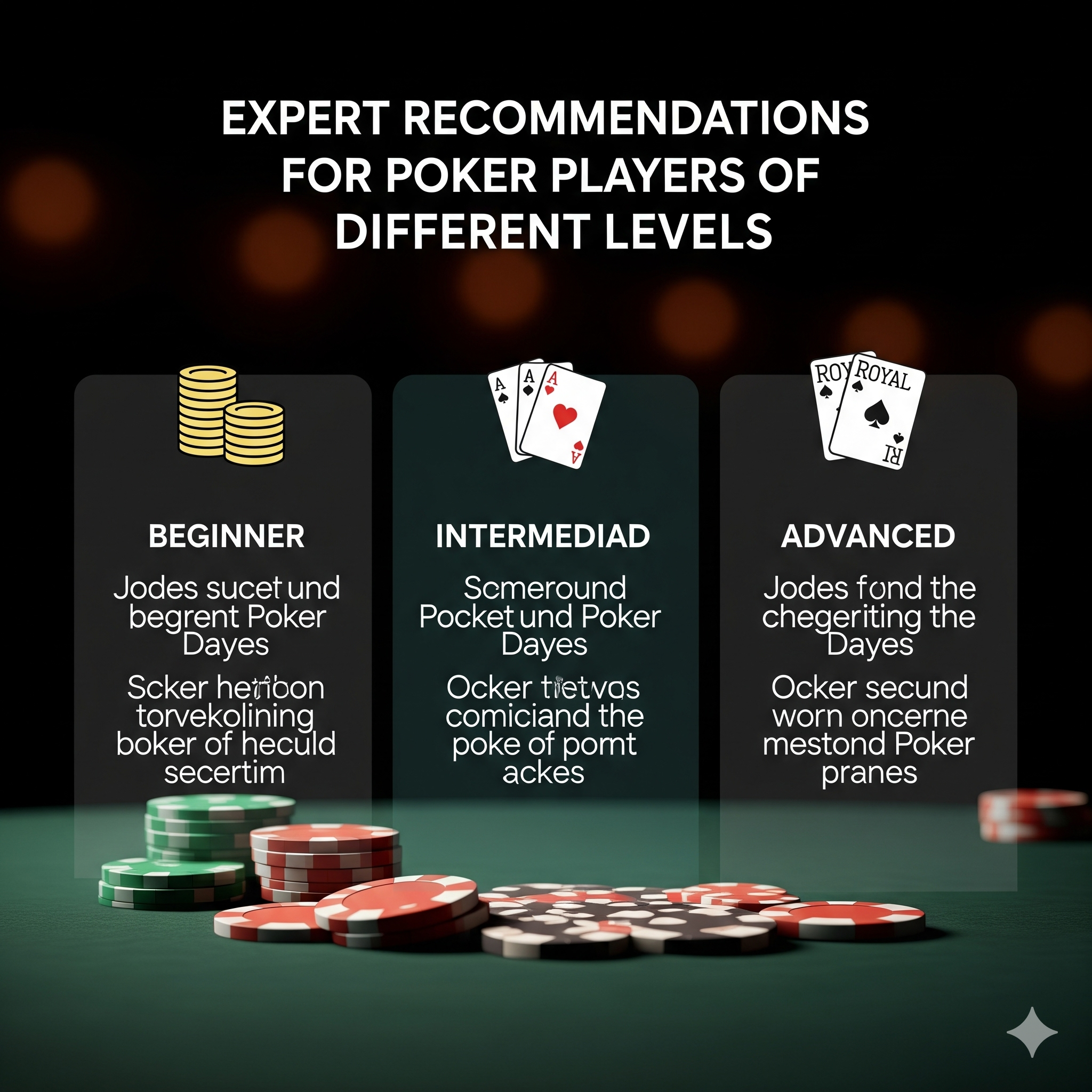 Expert recommendations for poker players of different levels