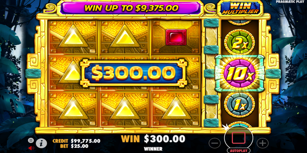 Interface of the Aztec Gems slot by Pragmatic Play