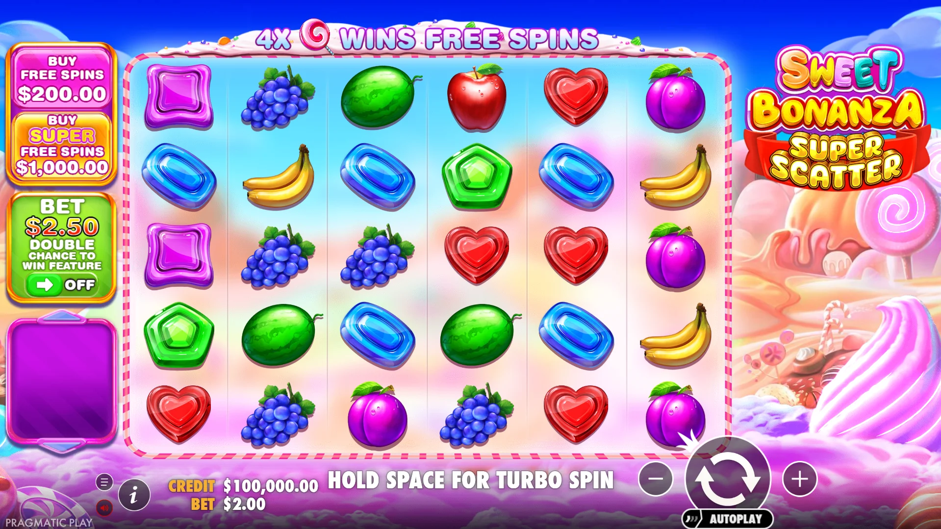  Главный экран слота Sweet Bonanza от Pragmatic Play