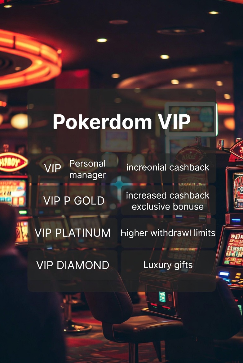 Структура VIP-программы Pokerdom с уровнями и привилегиями