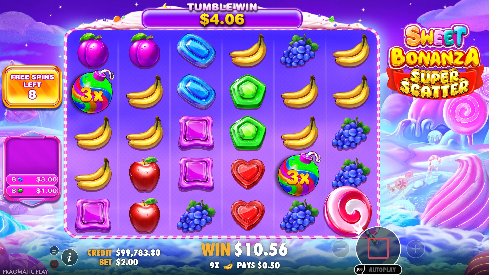 Бонусная игра Sweet Bonanza с мультипликаторами
