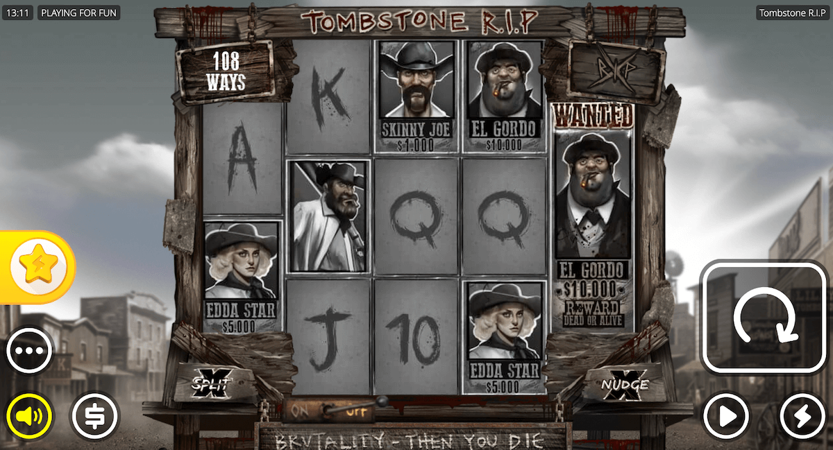 Главный экран слота Tombstone RIP от Nolimit City