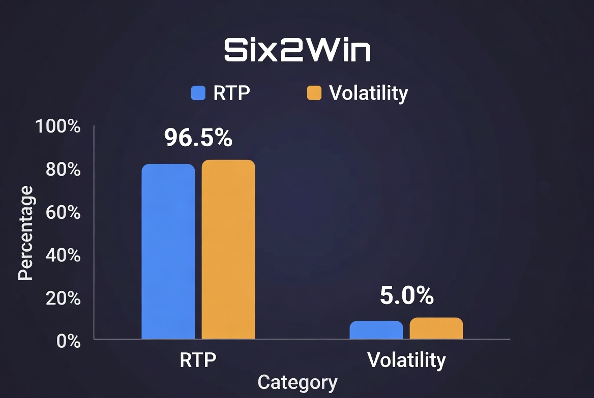 Six2Win слотының RTP және құбылмалылық графигі