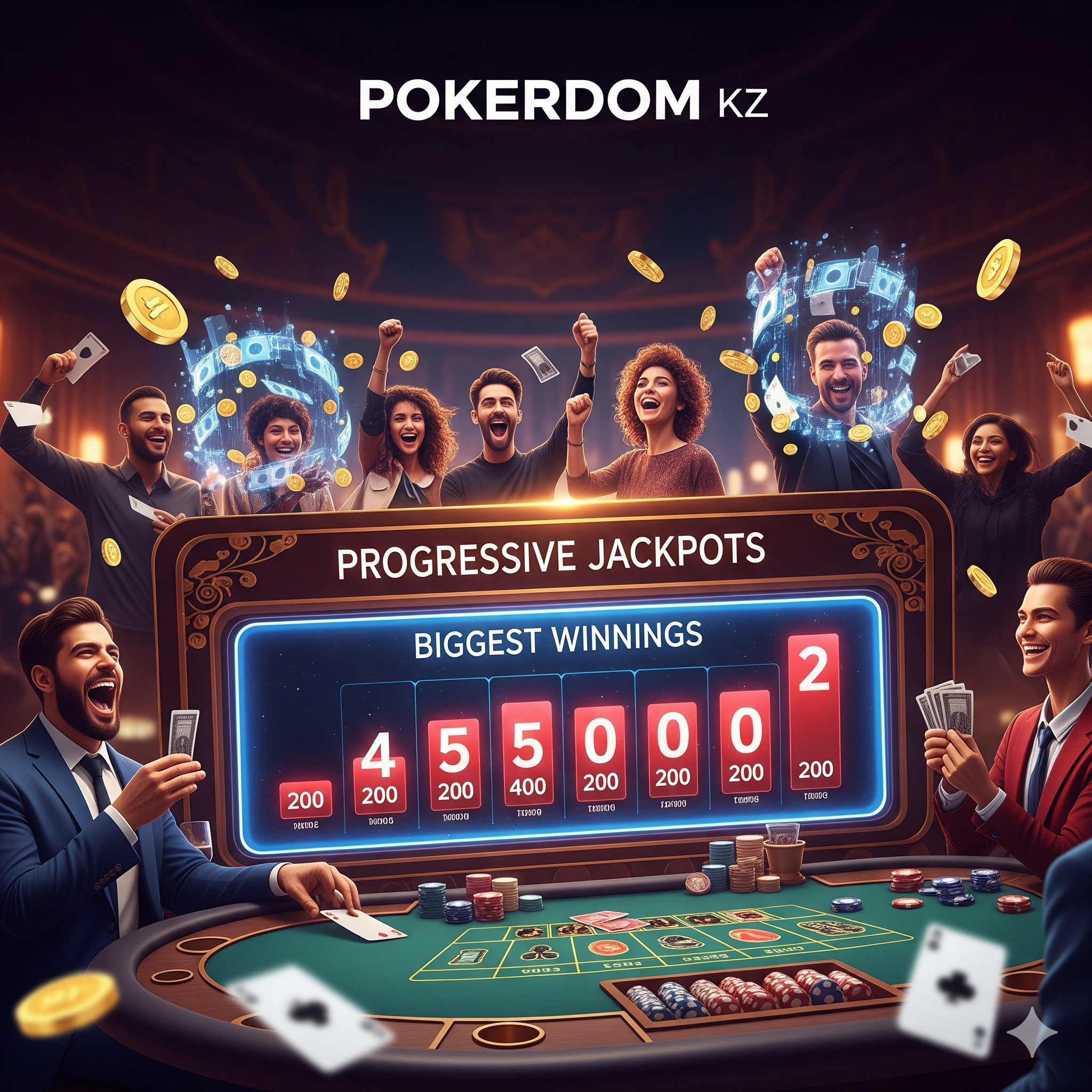 Прогрессивные джекпоты Pokerdom KZ с крупнейшими выигрышами