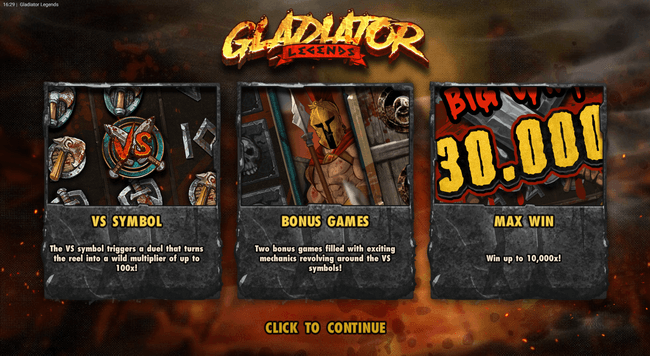 Symbols of the Gladiator Legends slot machine