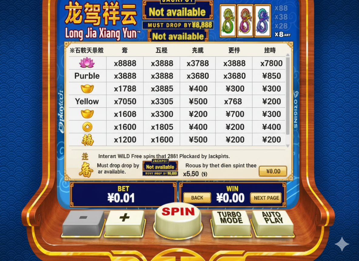 Long Jia Xiang Yun Slot Payout Table and Symbols in Pokerdom