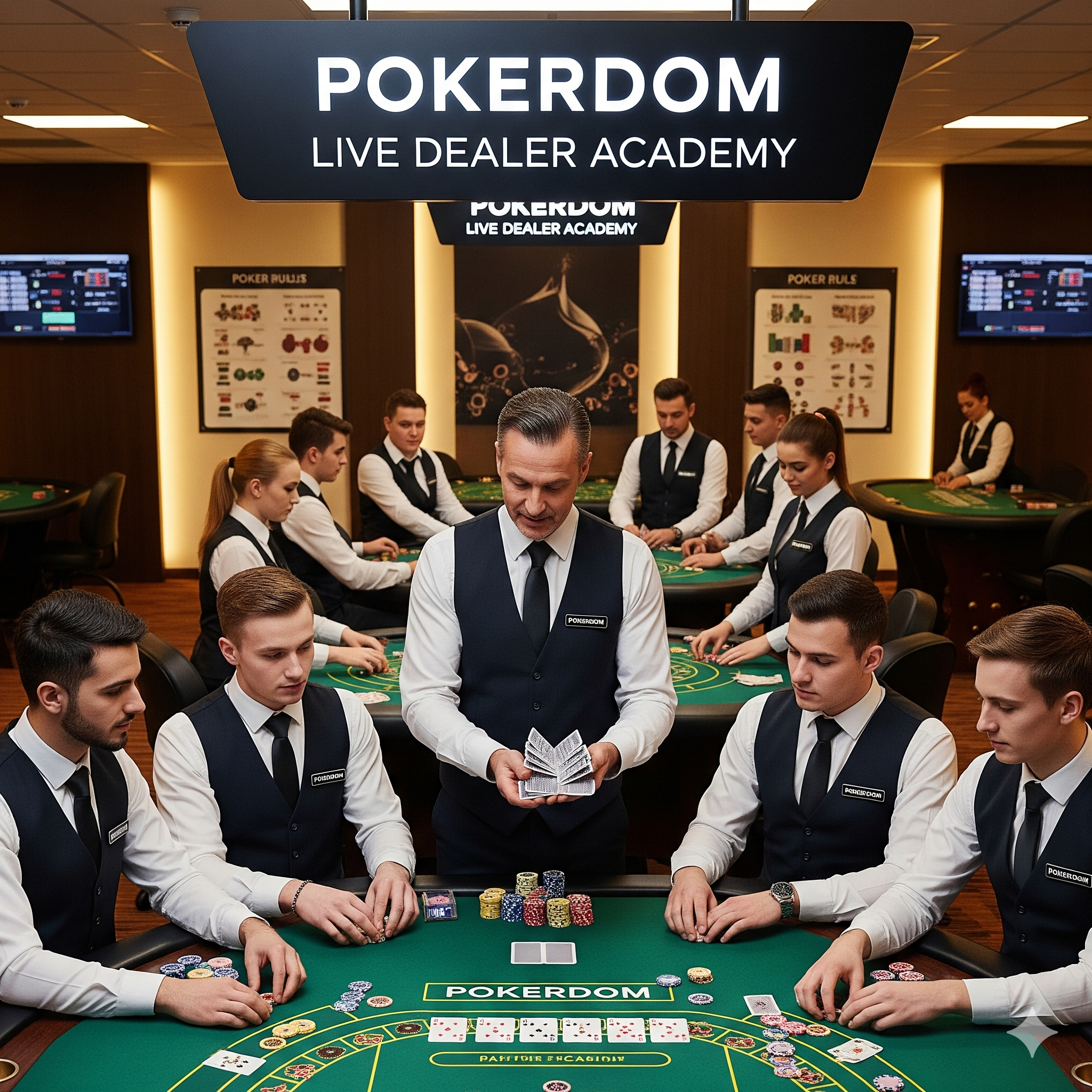 Live Casino Pokerdom кәсіби дилерлерді дайындау академиясы
