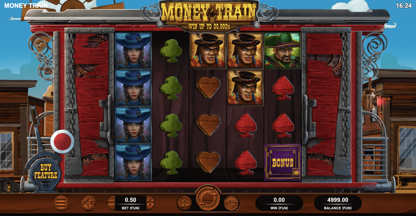 Relax Gaming-тен Money Train слотының басты экраны