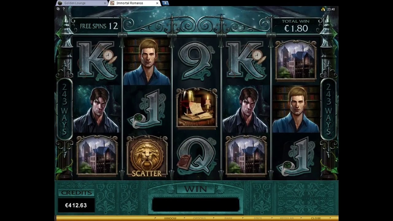 Immortal Romance slot interface with vampire symbols