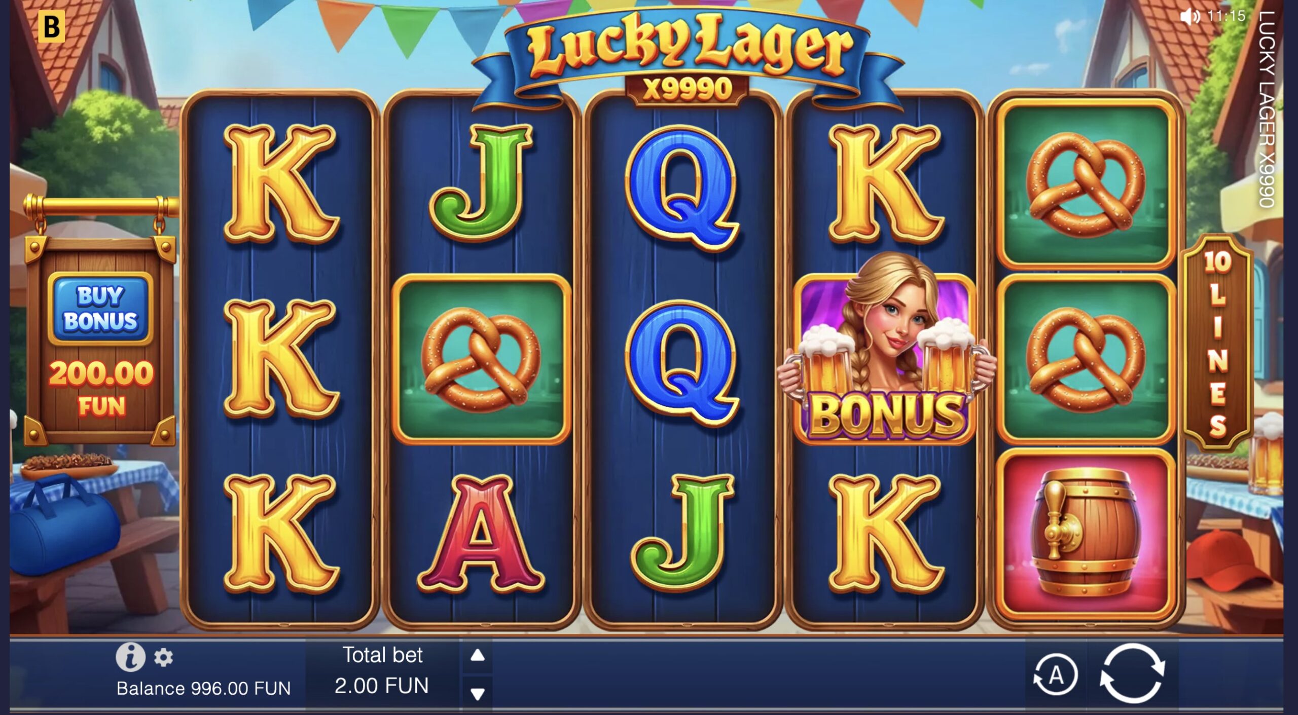 Диаграмма частоты выпадения символов в Lucky Lager 4Play по данным 2000 спинов