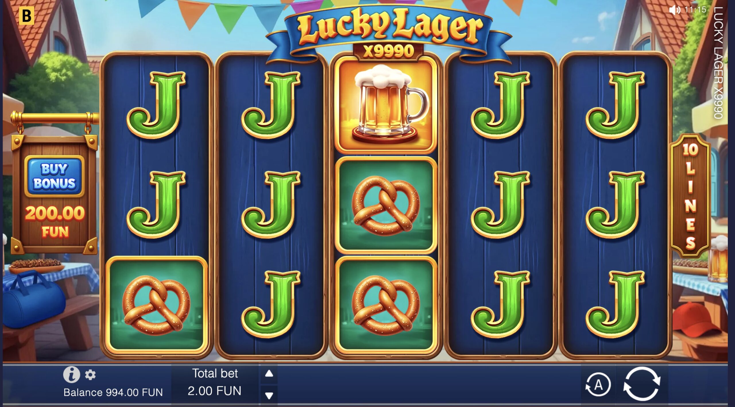 Скриншот бонусного раунда Free Spins в слоте Lucky Lager 4Play на Pokerdom